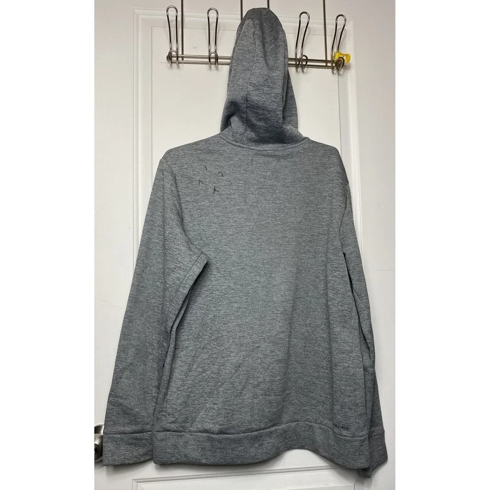 Air Jordan Therma Hoodie Men's M Gray Graphic Jump Man Pockets Fleece Pullover
